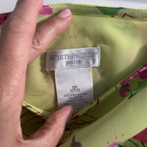 Worthington Separates Lime Blouse and Lime and Pink Floral Skirt - Picture 4 of 8